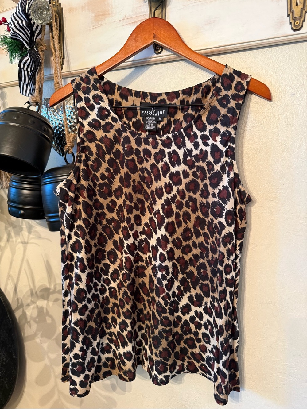 Carole Little Leopard Print Sleeveless Tank Top - Brown & Black